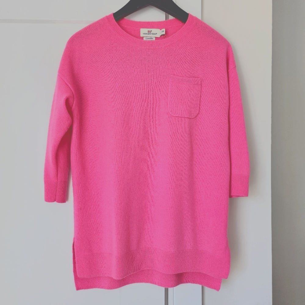 Vineyard Vines Gray Cashmere Knit Tee Womens XXS 3/4 Sleeve Pullover Sweater